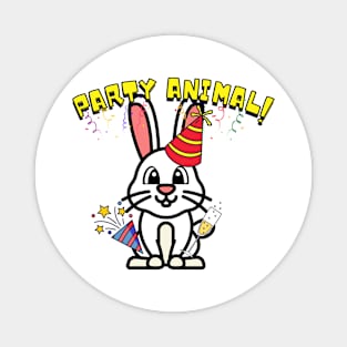 Party Animal - white rabbit Magnet